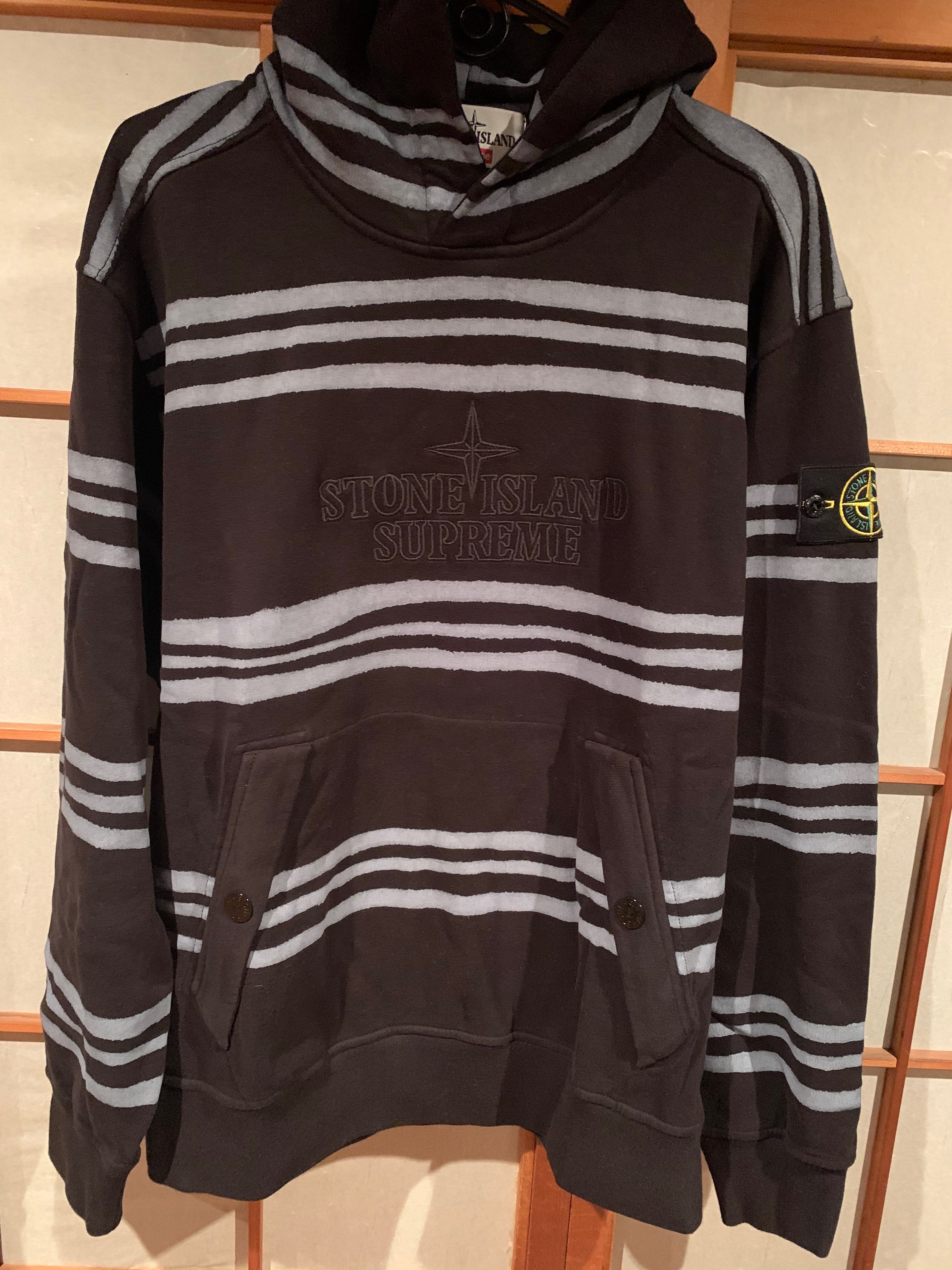 Supreme / Stone Island Warp Stripe Hooded Sweatshirt "Black"
