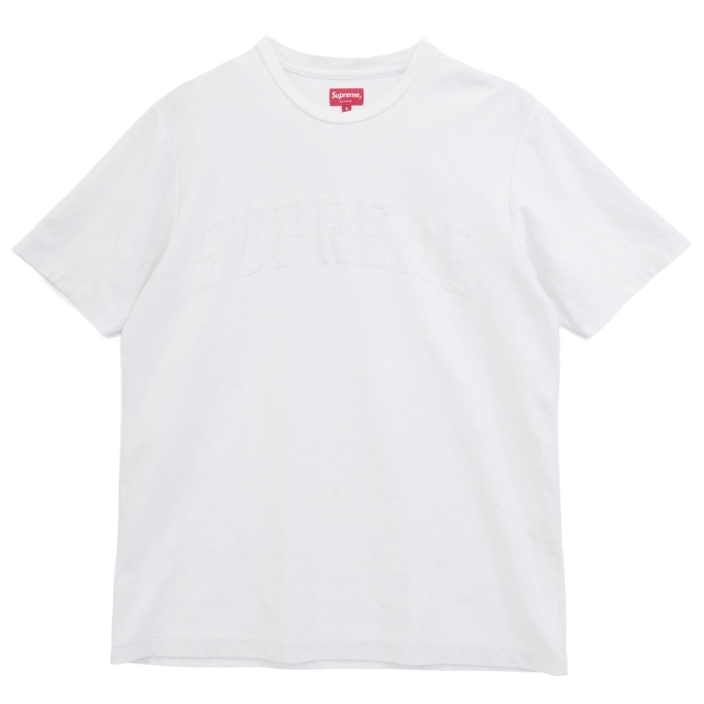 Supreme シュプリーム Tシャツ 19SS Chenille Arc Logo S/S Tee シェニール アーチ ロゴ ショートスリーブ クルーネック半袖 Tシャツ カットソー ホワイト系 S【中古】