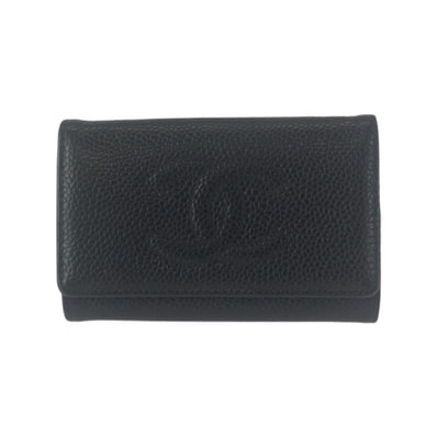 CHANEL シャネル ヴィンテージ ココマーク ブラック 黒 ゴールド金具 レザー キーケース 6連 601782 【中古】
