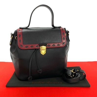 YVES SAINT LAURENT イヴ・サンローラン YSL パンチング レザー ショルダーバッグ ブラック
18303