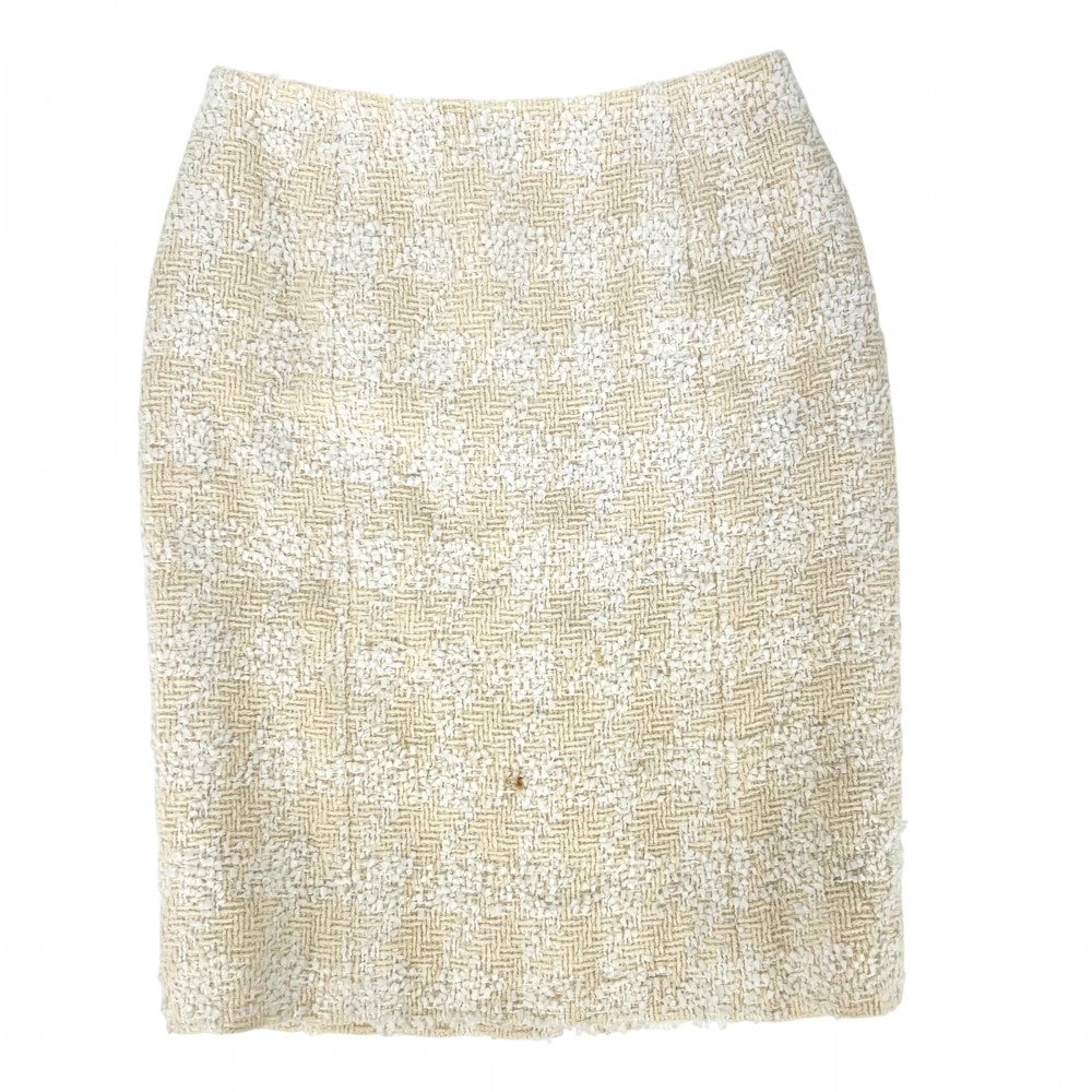 CHANEL シャネル スカート ツイード ココボタン ボトムス ヴィンテージ ココマーク アパレル 服 38 イエロー シルバー金具 ウール ナイロン レディース オールシーズン【中古品】
