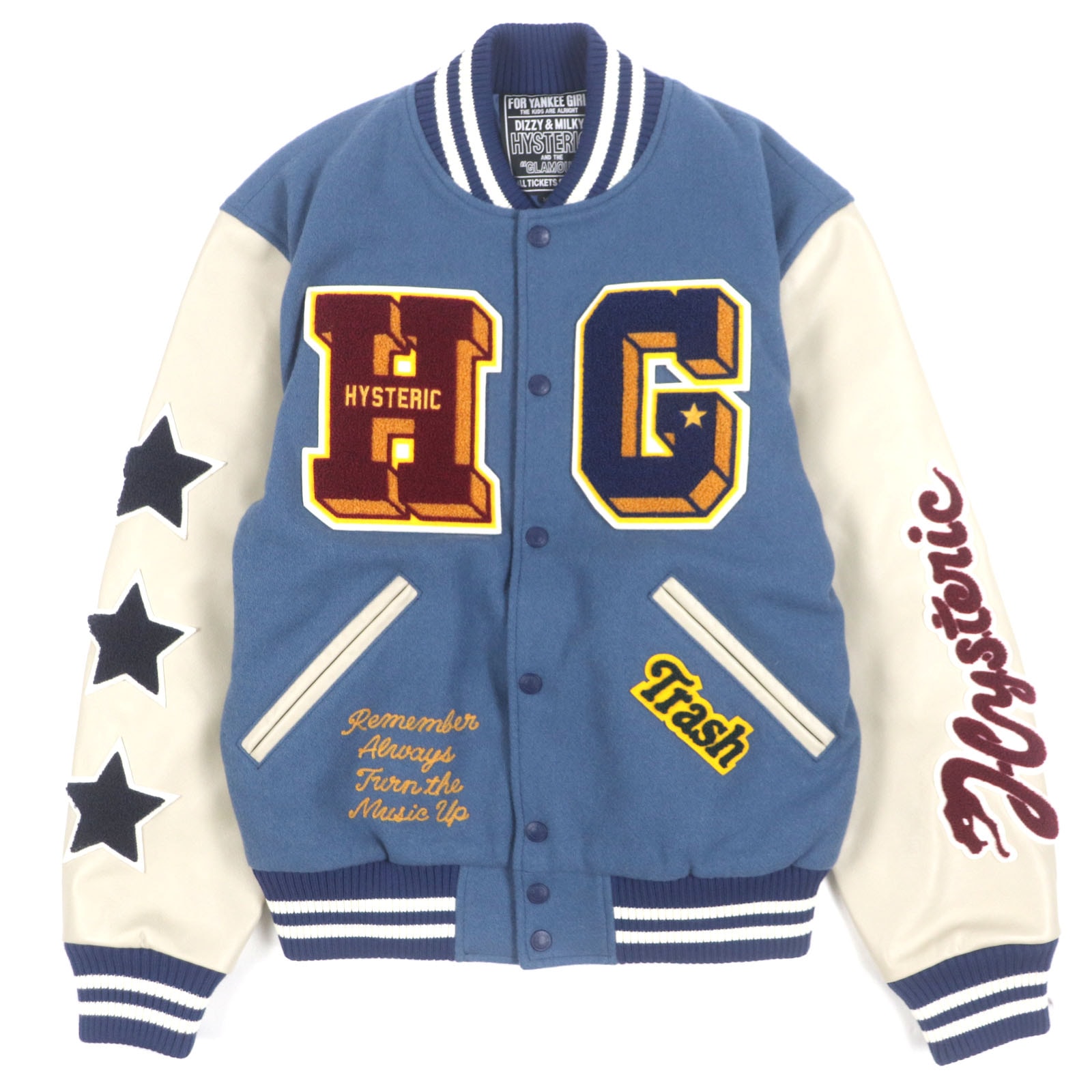 極美品 ヒステリックグラマー
 スタジャン ブルー グレー メンズ M 02243AB10