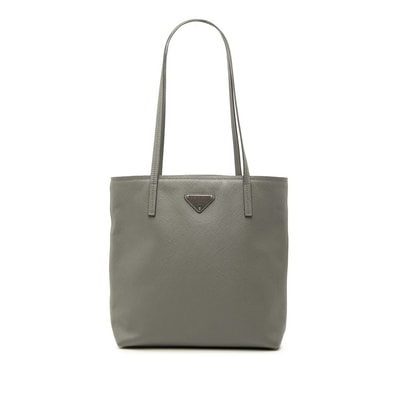 プラダ 三角ロゴプレート トートバッグ ショルダーバッグ グレー サフィアーノレザー レディース PRADA 中古