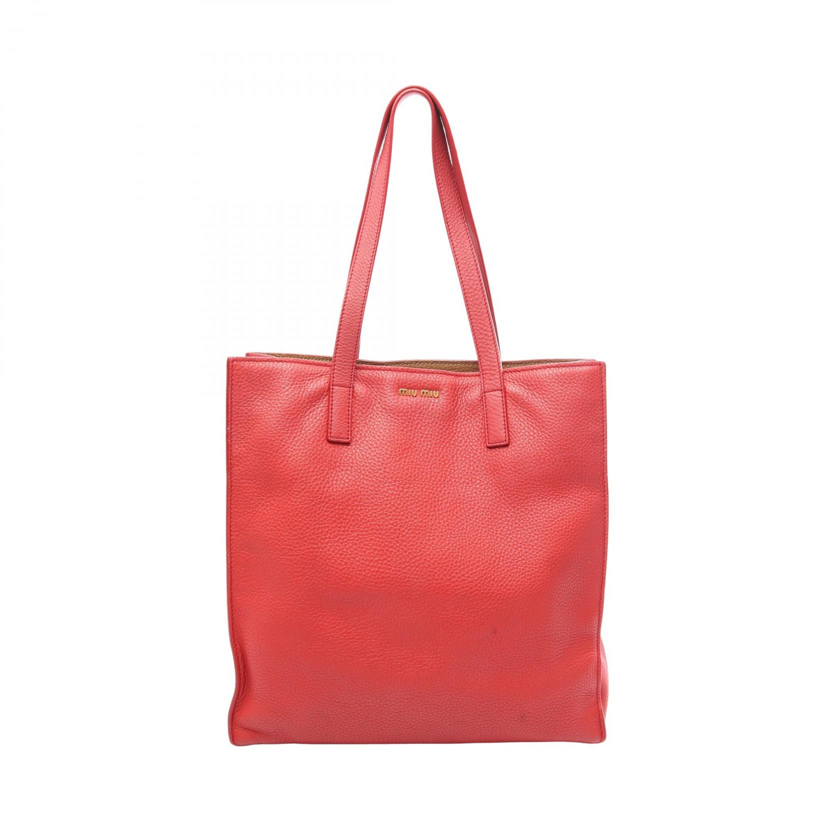 ミュウ ミュウ Miu Miu トートバッグ バッグ レザー レディース レッド系 5BG013 【中古】