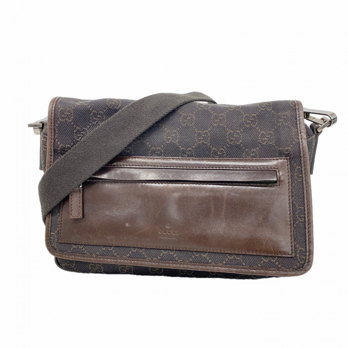 【6gd4326-k】グッチ ショルダーバッグ 28562 デニム ブラウン シルバー金具【中古】レディース