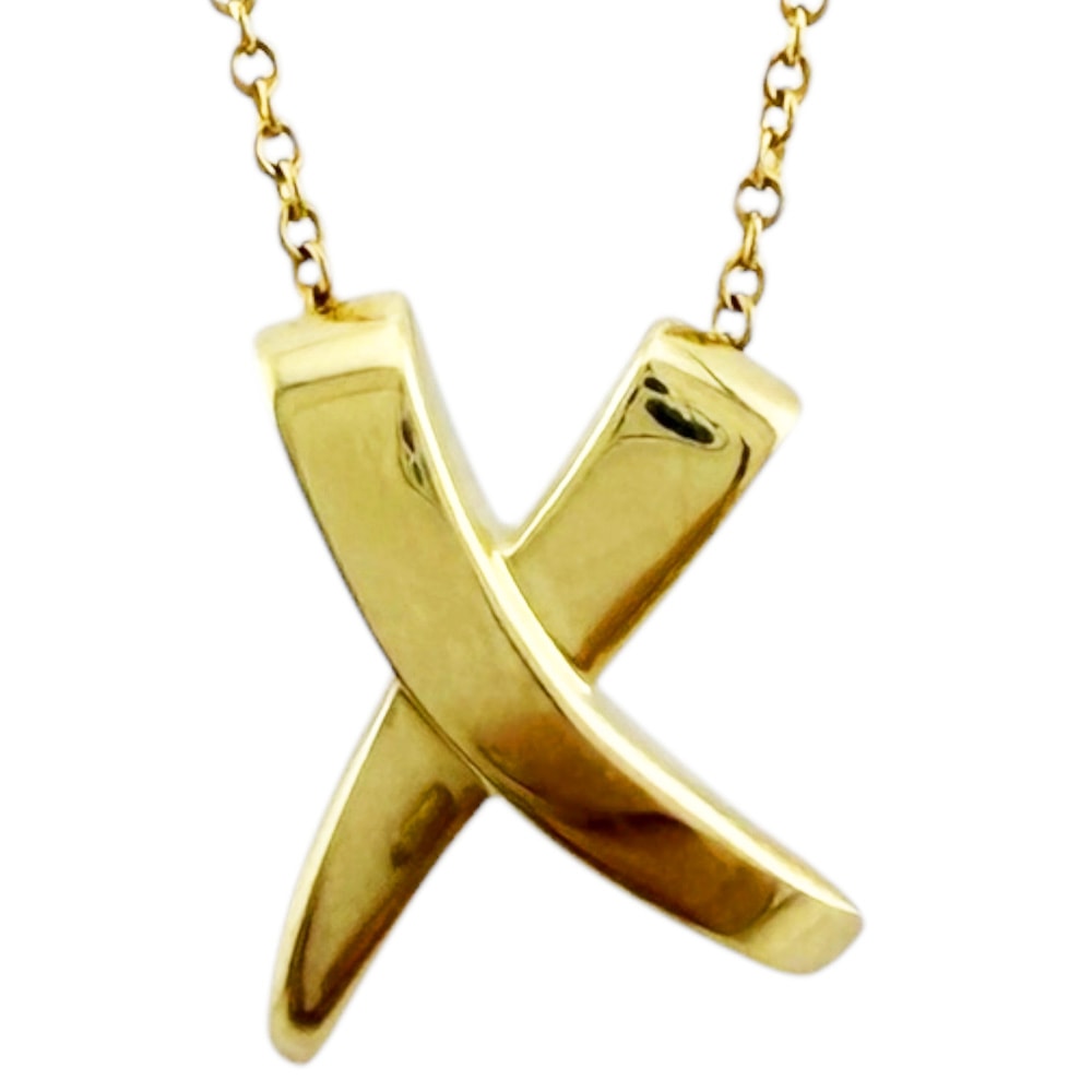 ティファニー キス ネックレス 18金 K18イエローゴールド レディース TIFFANY&Co.  中古