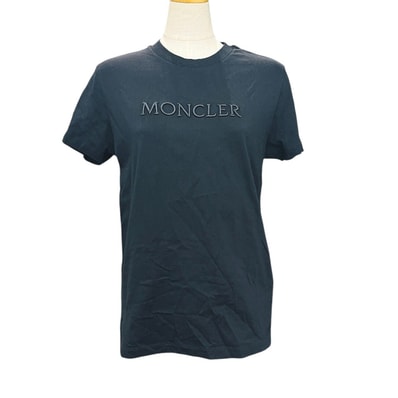 モンクレール MONCLER T-SHIRT アパレル トップス クルーネック 刺繍 ロゴ 半袖Tシャツ コットン ブラック