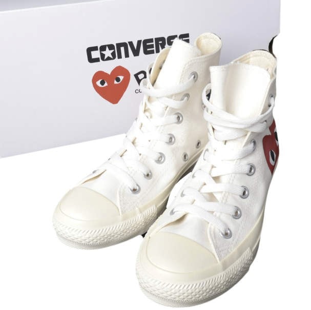 新品 PLAY COMME des GARCONS x CONVERSE プレイコムデギャルソン コンバース 別注 ALL STAR CHUCK TAYLOR HI チャックテイラーハイ AZ-K113 1CK709 US4(23cm) WHITE キャンバス