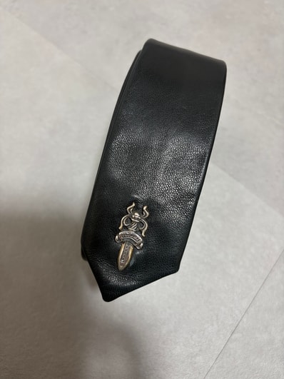 Chrome Hearts Dagger Motif Leather Necktie "Black"