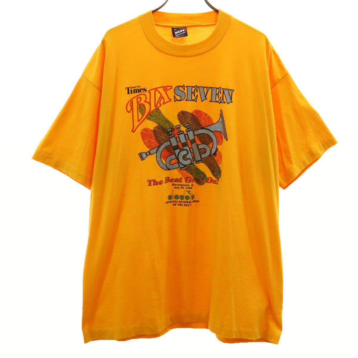 FRUIT OF THE LOOM フルーツオブザルーム 90s USA製 オールド 半袖 BIX SEVEN ディアドラ Tシャツ XL オレンジ シングルステッチ