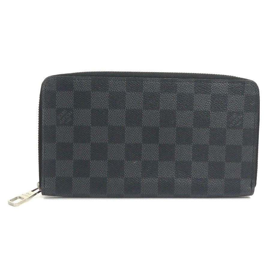 ルイ ヴィトン LOUIS VUITTON オーガナイザー ラウンドファスナー長財布 ダミエ グラフィット ジッピーオーガナイザー ダミエグラフィットキャンバス ブラック メンズ N63077【中古】 h32545k
