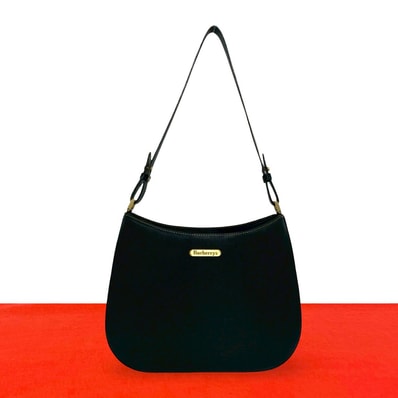 BURBERRY バーバリー ロゴ 金具 ノバチェック レザー ショルダーバッグ ブラック
a47-1