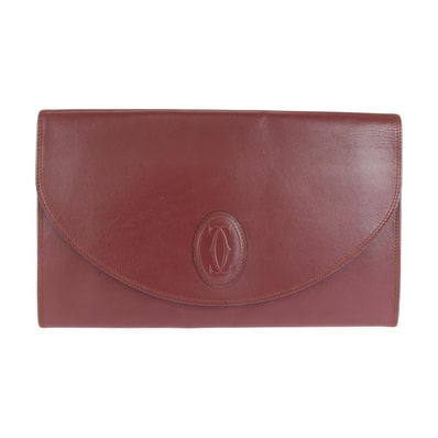 美品 CARTIER カルティエ マストライン ワインレッド ボルドー ゴールド金具 レザー クラッチバッグ セカンドバッグ 604627 【中古】