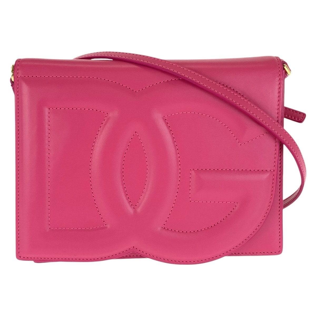 美品 DOLCE&GABBANA ドルチェアンドガッバーナ DGロゴ 2way ピンク ゴールド金具 レザー ショルダーバッグ クラッチバッグ 1-0294763 【中古】