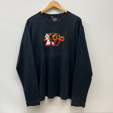 TENDERLOIN【テンダーロイン】 K7 ブラック フロント バック プリント 長袖Tシャツ L