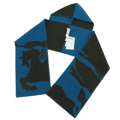 未使用品 バーバリー マフラー EKD Print Wool Hood Hooded Scarf