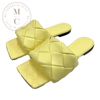 ボッテガヴェネタ BOTTEGAVENETA リド サンダル 靴 シューズ レザー イエロー フラットサンダル ミュール イントレチャート