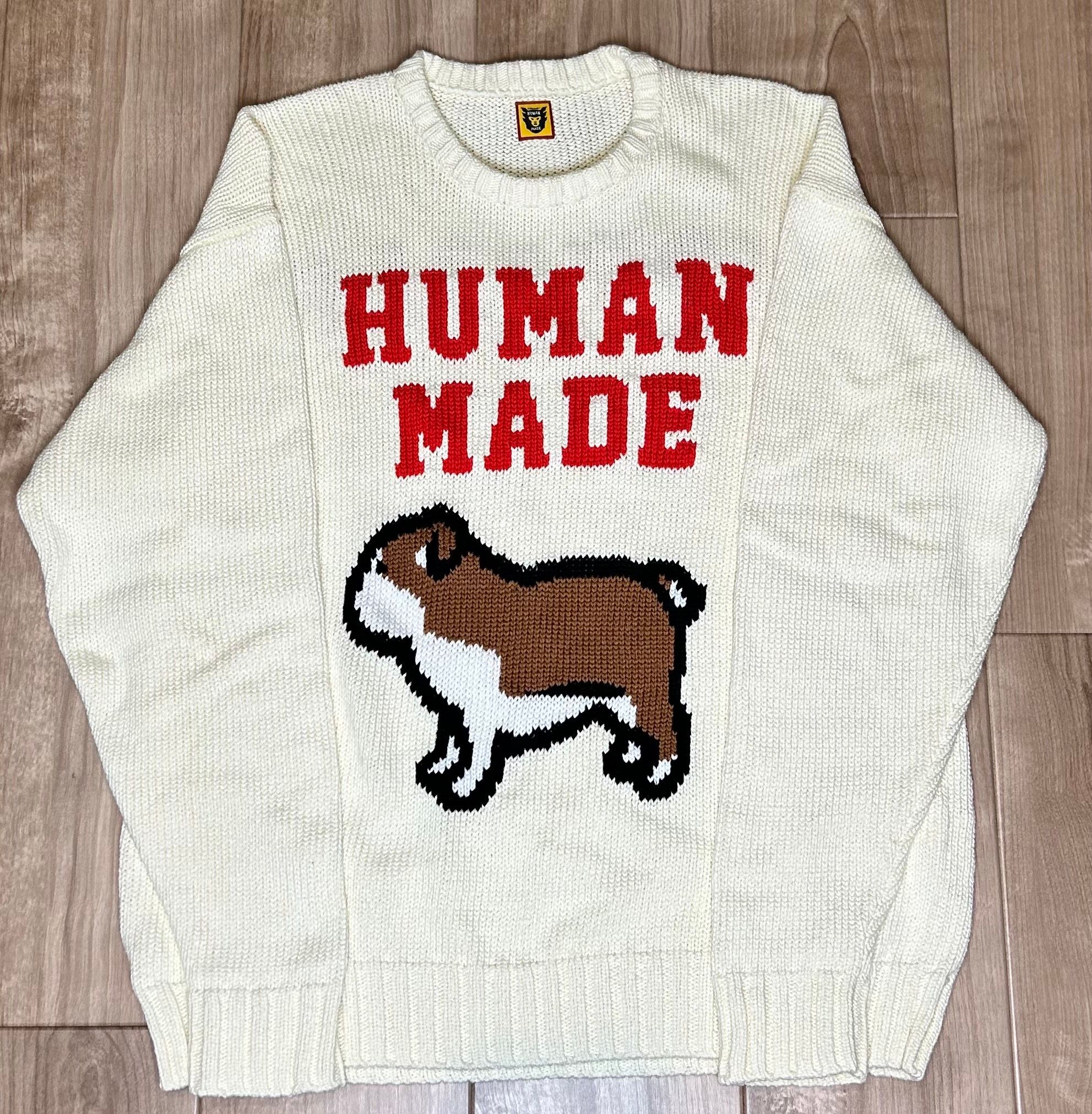 HUMAN MADE COTTON KNIT SWEATSHIRT "White"