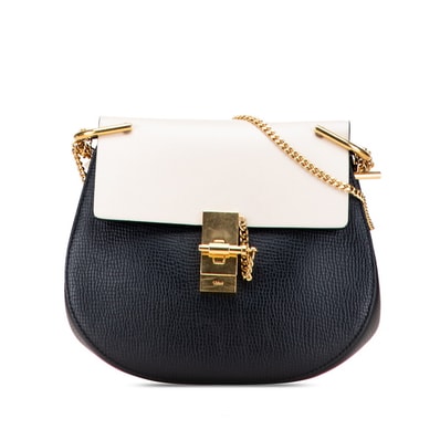 クロエ ドリュー 斜め掛け チェーン ショルダーバッグ ブラック ベージュ レザー レディース Chloe 【中古】