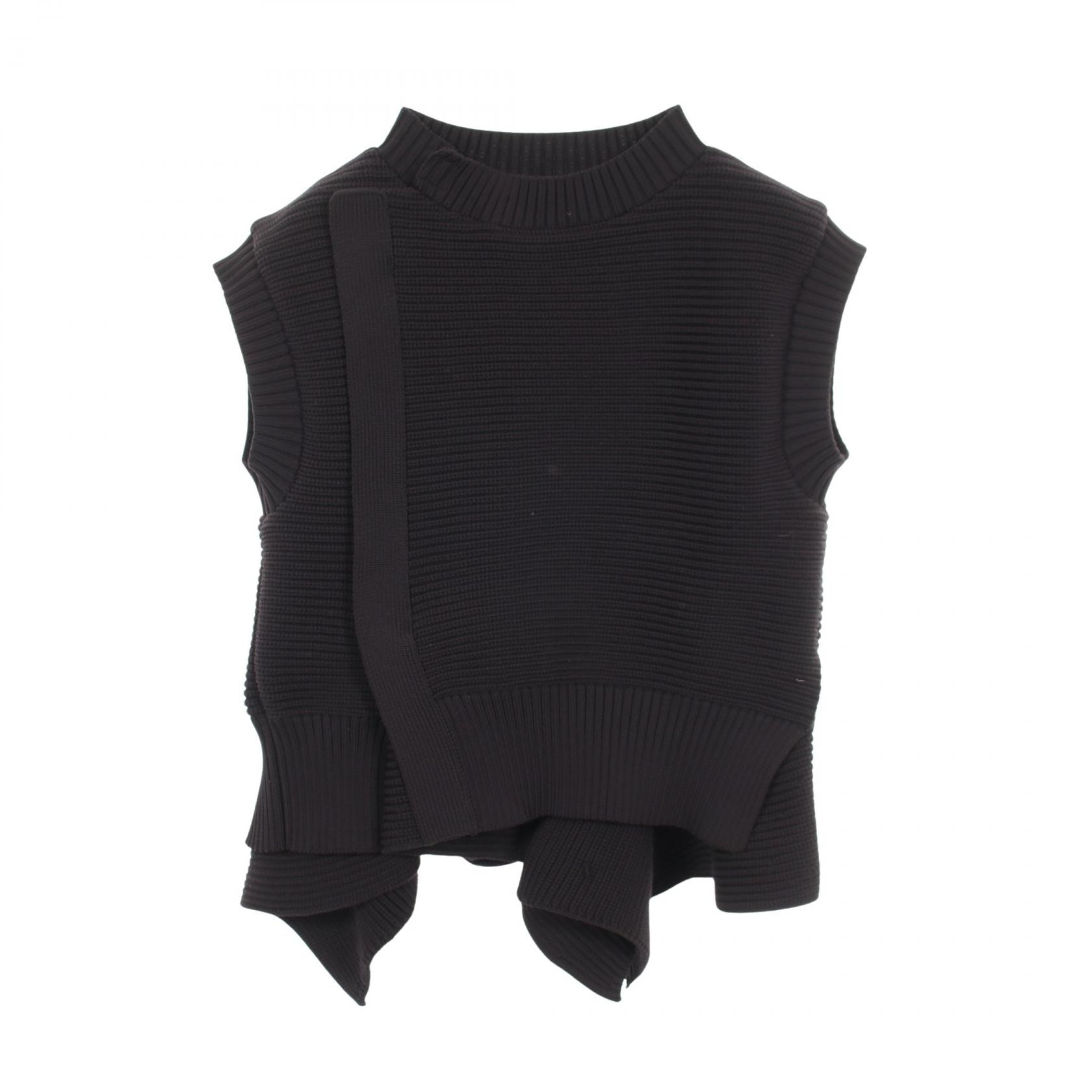 サカイ Sacai ジップアップ ニット ベスト 衣料品 トップス ポリエステル レディース ブラック系 24-07101 【中古】