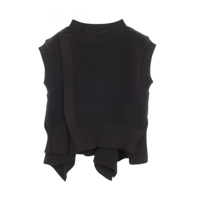 サカイ Sacai ジップアップ ニット ベスト 衣料品 トップス ポリエステル レディース ブラック系 24-07101 【中古】