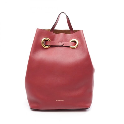 バーバリー BURBERRY ドローストリング リュックサック バックパック バッグ レザー レディース レッド系 【中古】
