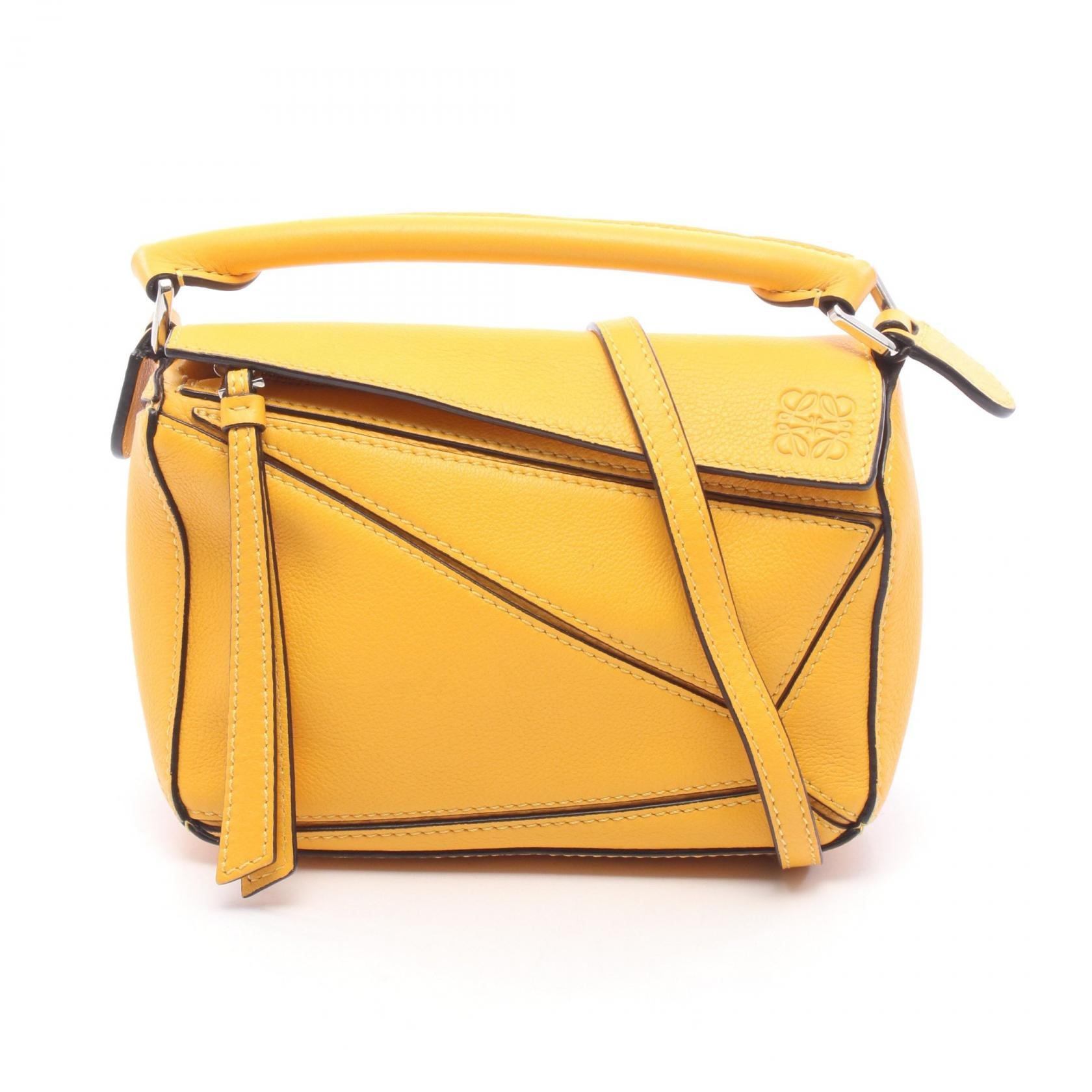 ロエベ LOEWE パズルバッグ ミニ 2WAY ハンドバッグ バッグ レザー レディース イエロー系 【中古】
