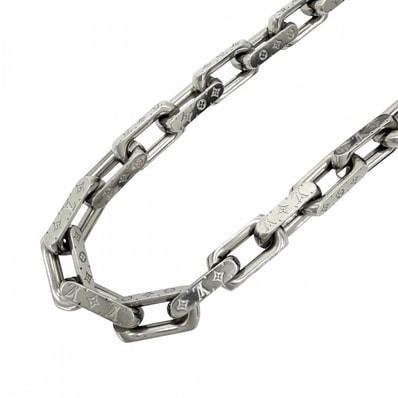LOUIS VUITTON ルイヴィトン ネックレス コリエ・チェーンモノグラム アクセサリー M00307 シルバー メンズ 約127.1g【中古品】