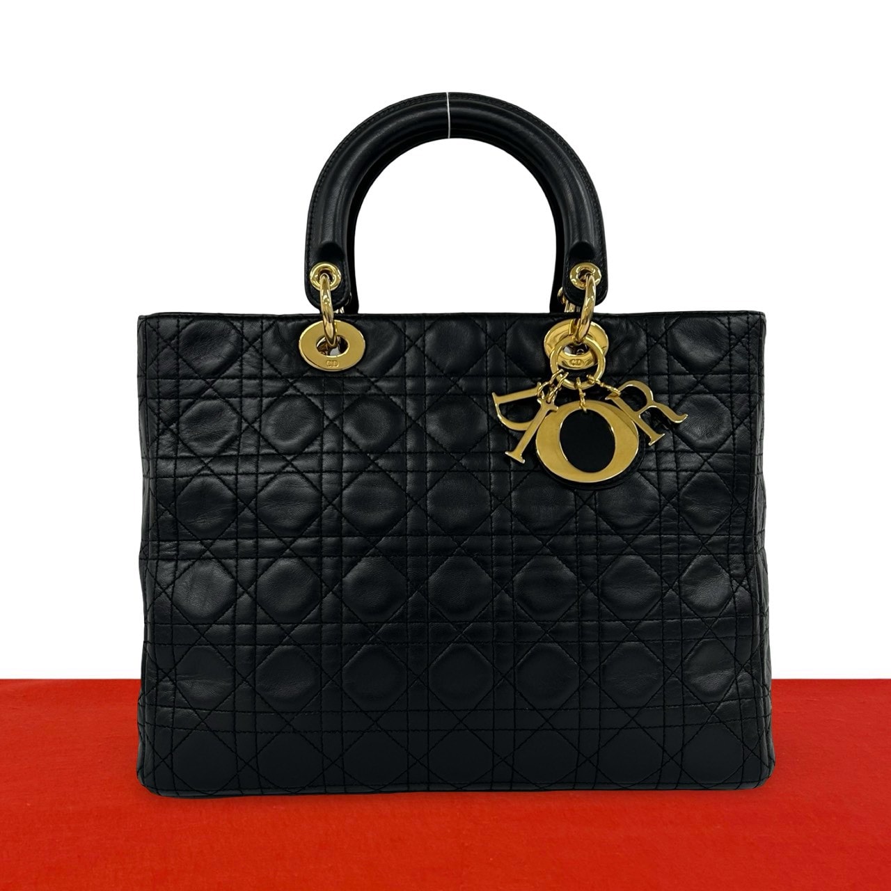 Christian Dior ディオール レディディオール カナージュ レザー ハンドバッグ ブラック
25362