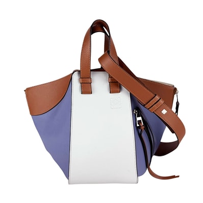 ロエベ LOEWE ハンドバッグ ショルダーバッグ ハンモック スモール レザー ブルー/ブラウン シルバー レディース【中古】 z11109