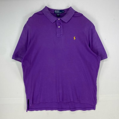 古着 ポロバイラルフローレン Polo by Ralph Lauren 半袖シャツ ワンポイント ロゴ刺繍 ポロシャツ XL パープル系 メンズ