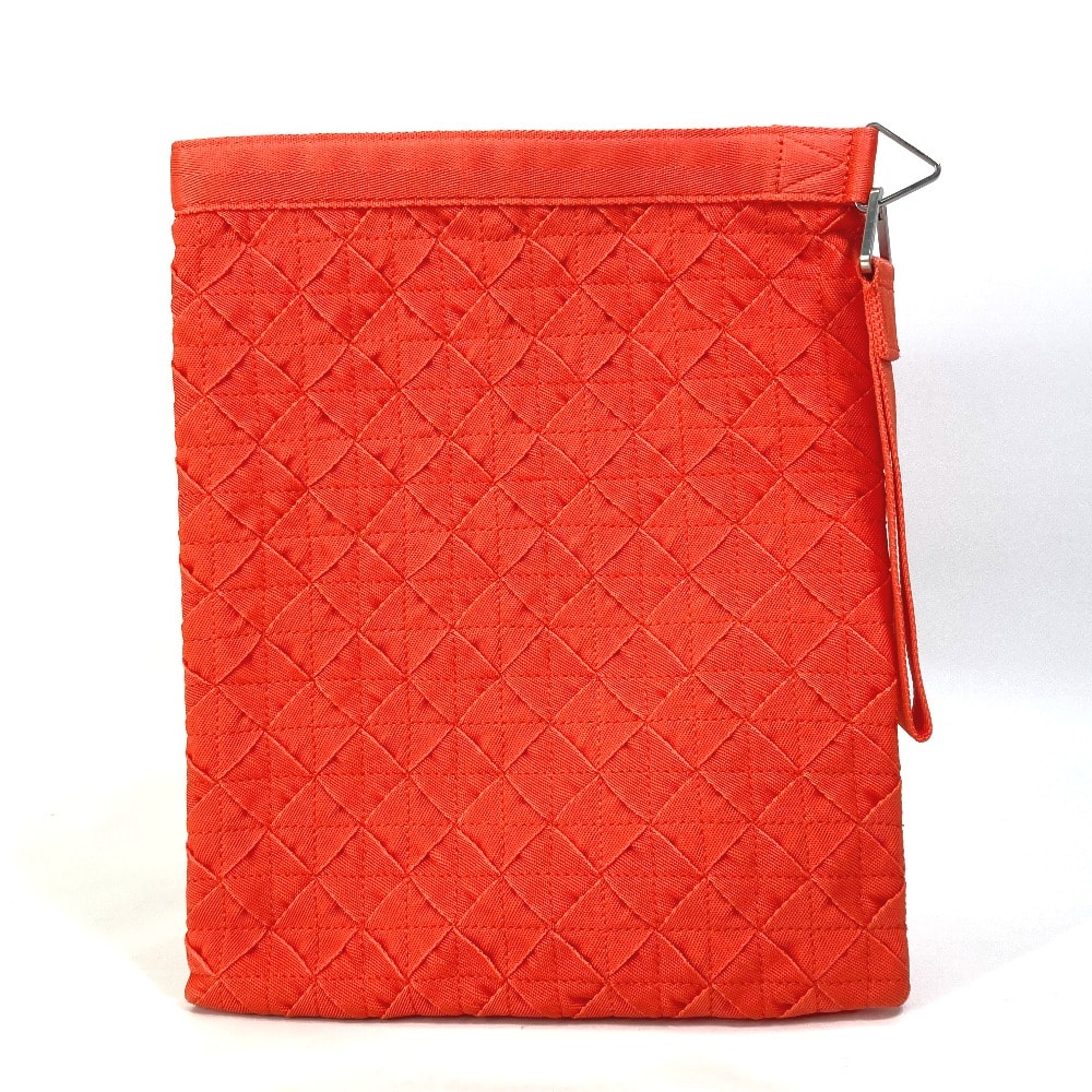 ボッテガヴェネタ BOTTEGA VENETA ライト ウェビング 667060 イントレチャート ストラップ付 カバン ポーチ クラッチバッグ オレンジ 美品