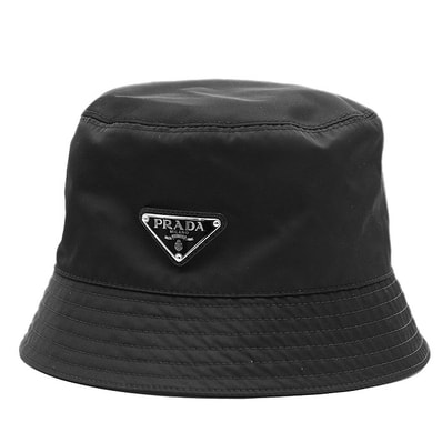 【極美品】PRADA プラダ バケットハット 2022年製 ロゴ トライアングルプレート RE-NYLON リサイクルポリアミド100% 帽子 小物 袋付属 サイズ M ブラック 黒 イタリア製