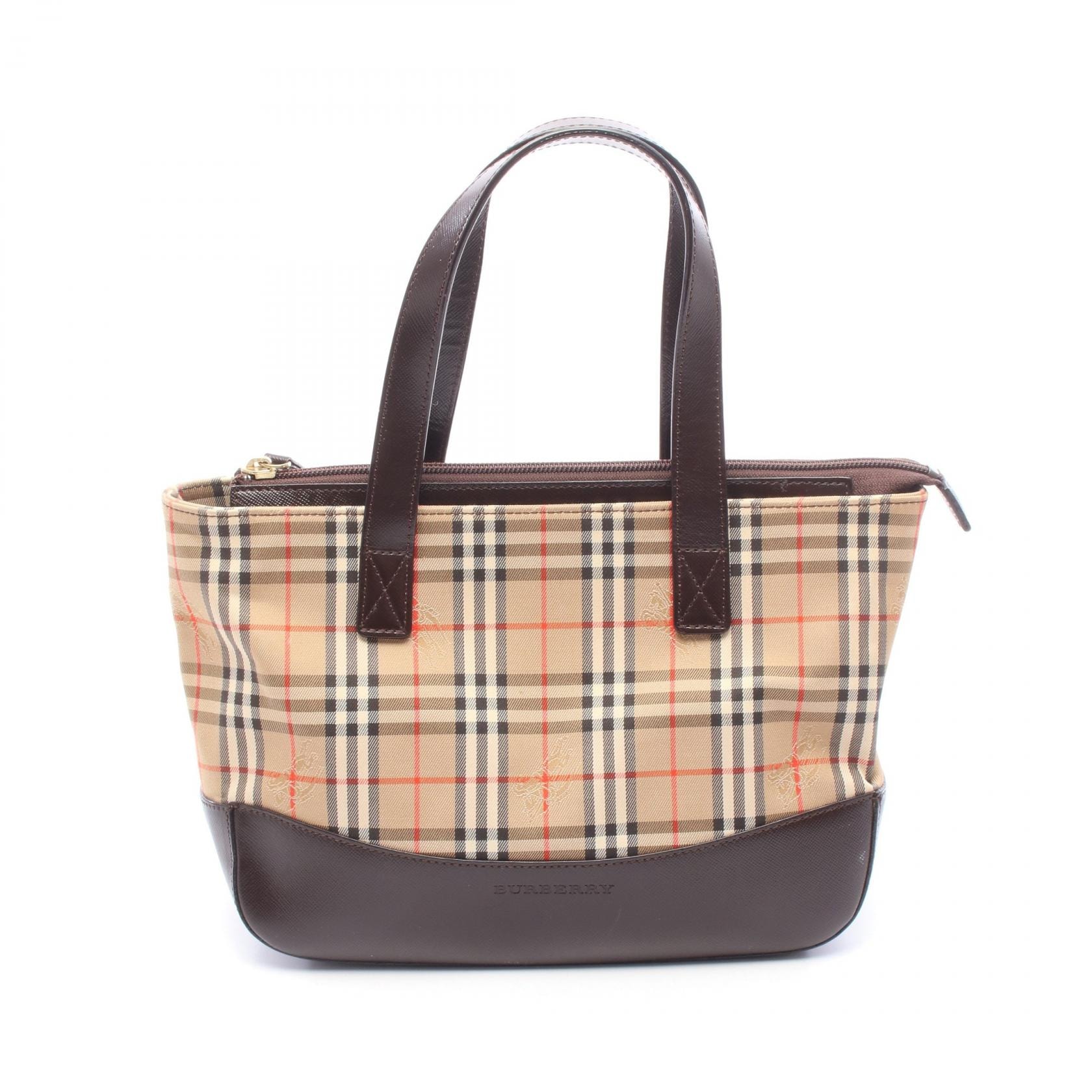 バーバリー BURBERRY ノバチェック ハンドバッグ バッグ キャンバス レザー レディース ベージュ系 / ブラウン系 / マルチカラー 【中古】
