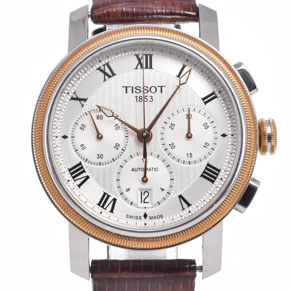 ティソ TISSOT T097.427 T-クラシック ブリッジポート クロノグラフ シルバー 自動巻き メンズ 良品 腕時計 J#150528