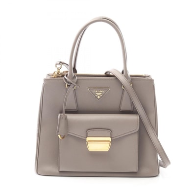 プラダ PRADA SAFFIANO LUX ハンドバッグ バッグ サフィアーノレザー レディース グレー系 1BA256 【中古】