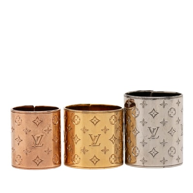 ルイ ヴィトン ナノグラム セットリング 指輪 M00208 ゴールド シルバー ピンクゴールド メタル レディース LOUIS VUITTON 中古