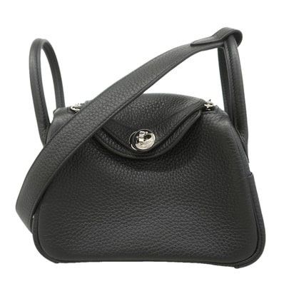 【6kd4677】エルメス ハンドバッグ リンディミニ トリヨンクレマンス ブラック シルバー金具 G刻印 2wayバッグ【中古】レディース