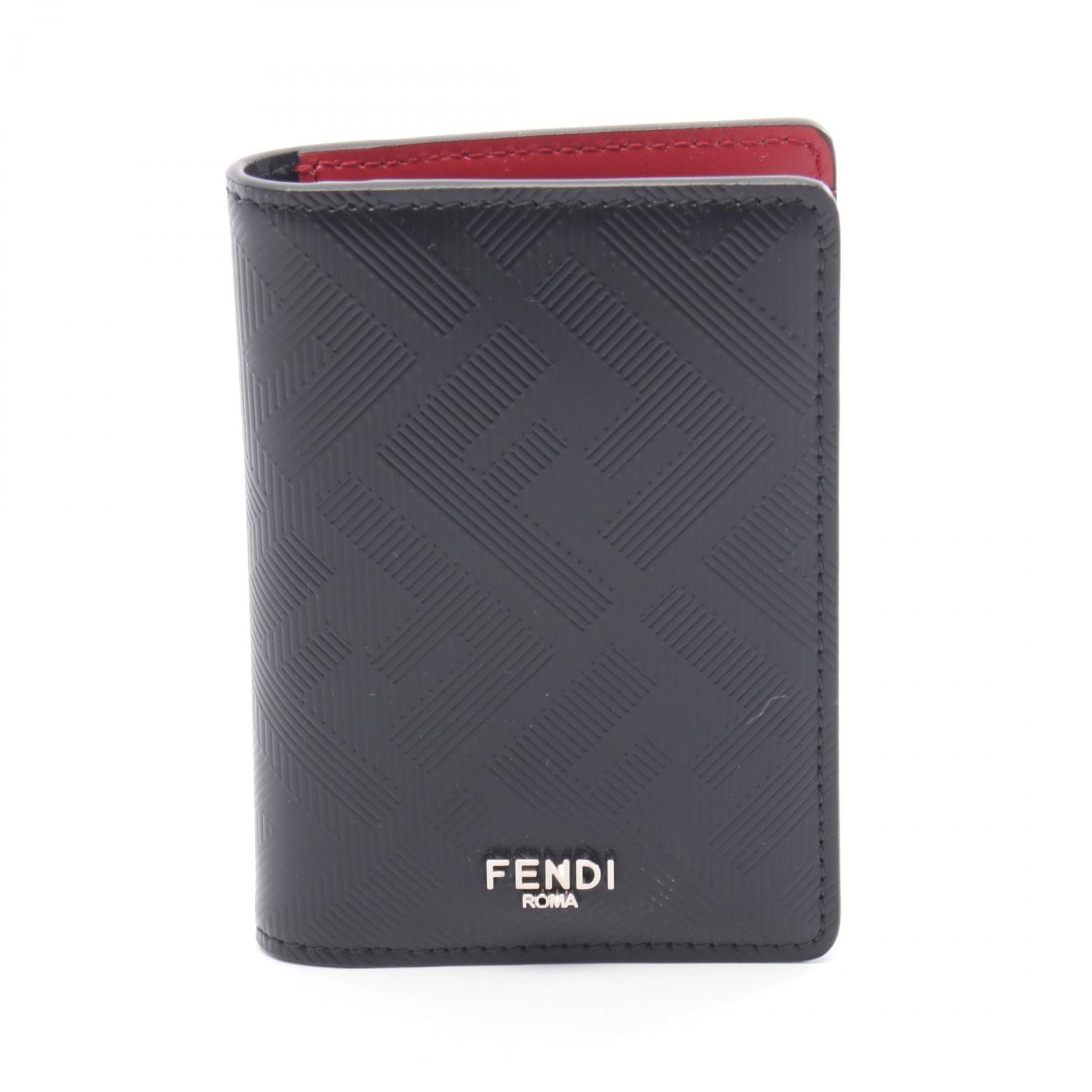 フェンディ FENDI フェンディシャドー カードケース アクセサリー レザー メンズ ブラック系 / レッド系 7M0349AJF4F19KP 【新品】