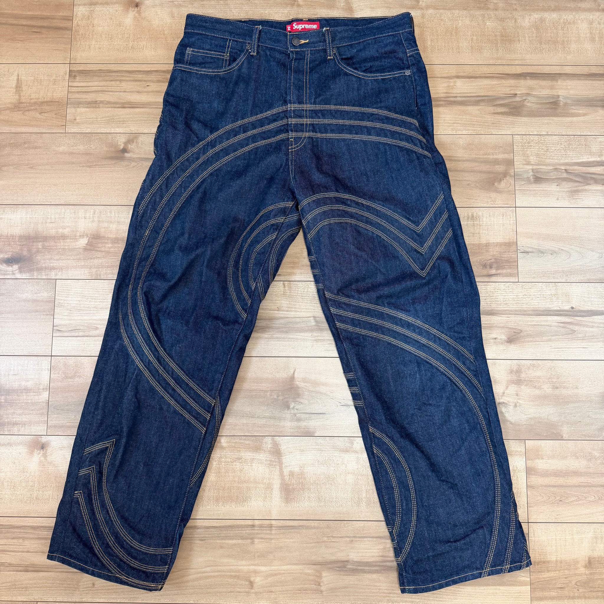 Supreme S Logo Rigid Baggy Jean "Rigid Indigo"