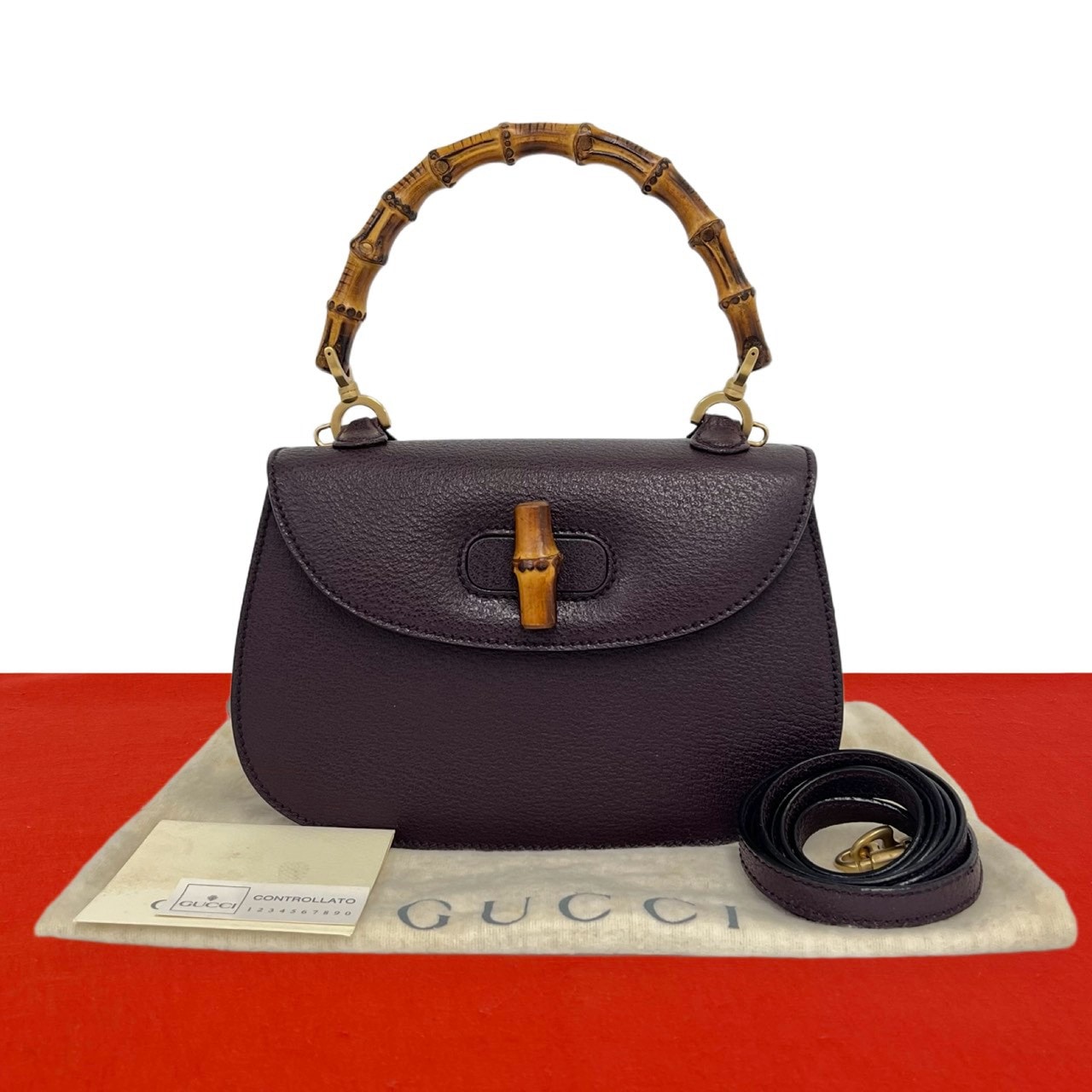 GUCCI グッチ バンブー レザー ショルダーバッグ パープル
16634