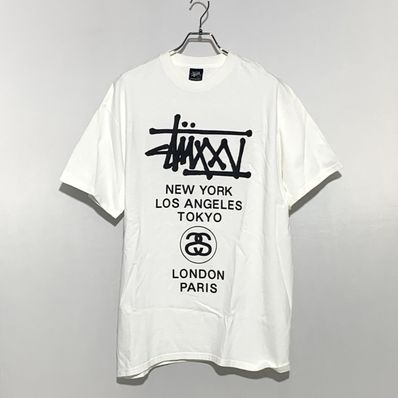 STUSSY 25anniversary World tour Tee White×Black