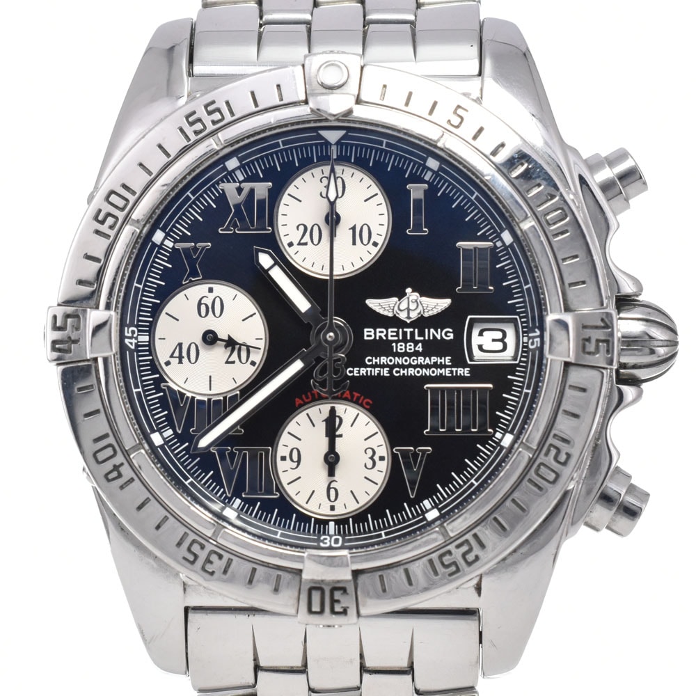ブライトリング BREITLING A13358 コックピット クロノグラフ デイト ブラック 自動巻き メンズ 良品 保証書付き 腕時計 M#148174