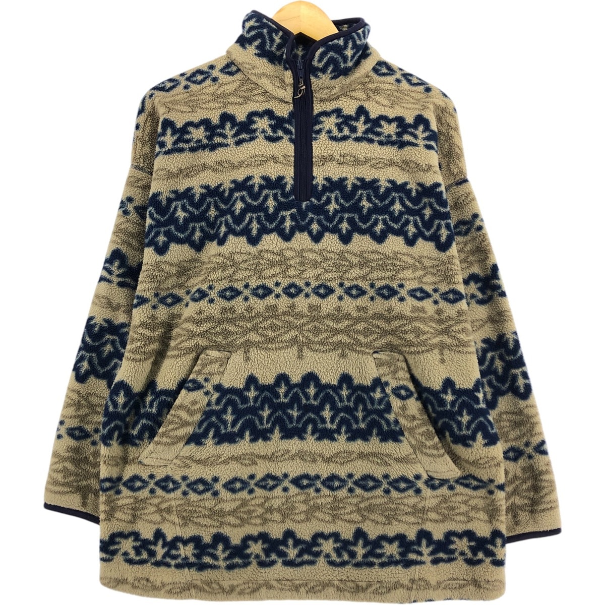 古着 90年代 ティンバーランド Timberland WEATHERGEAR 総柄 ハーフジップ フリースプルオーバー USA製 メンズM相当 ヴィンテージ/eaa522432