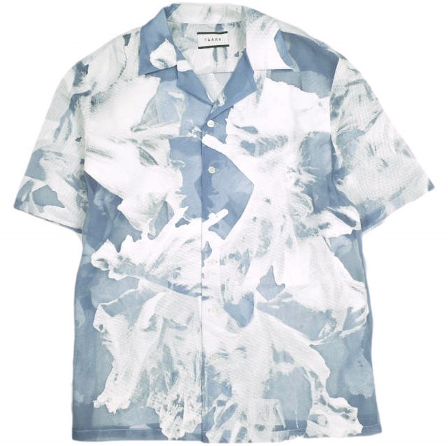 TAAKK ターク 23SS 日本製 TRANSPARENT FLOWER OPEN COLLAR SHIRTS フラワーオープンカラーシャツ TA23SS-SH036. 3 BLUE 半袖 開襟 トップス g24089
