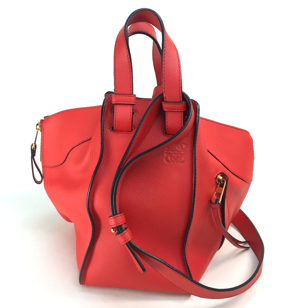 ロエベ LOEWE ハンモック スモール ロゴ 387.30.N60 カバン 2WAY ショルダーバッグ ハンドバッグ レザー レッド