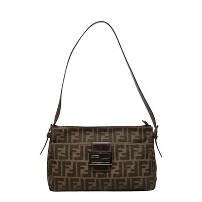 フェンディ ズッカ ワンショルダーバッグ 26566 ブラウン キャンバス レザー レディース FENDI 【中古】