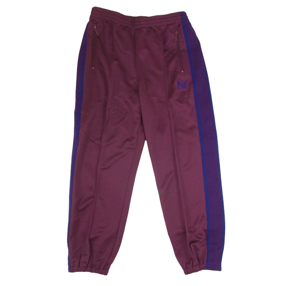 Needles ニードルス パンツ NS249 Zipped Pant Poly Smooth サイドライン 裾ジップ ジャージ トラックパンツ エンジ系 S【美品】【中古】