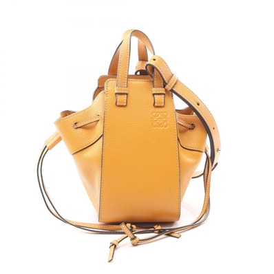 ロエベ LOEWE ハンモック ドローストリングバッグ ミニ 2WAY ハンドバッグ バッグ レザー レディース ブラウン系 【中古】