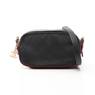 シャネル CHANEL マトラッセ カメラバッグ コンビ金具 ショルダーバッグ バッグ レザー キャンバス レディース ブラック系 / ボルドー系 A57574 【中古】